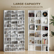 Tall CD Storage Cabinet with Adjustable Shelves Ideal for Home or Office Use Marble Effect
