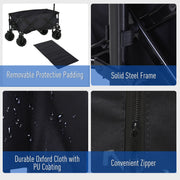 Black Folding Cart Trolley Wagon with Handle and Wheels for Camping or Beach Use