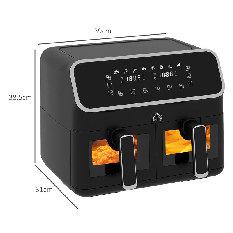 8L Dual Basket Air Fryer with Sync Cook Function for Faster Meals Black Silver