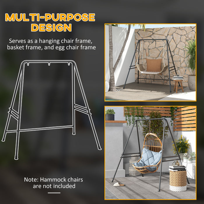Black Metal Hammock Chair Stand Heavy Duty Frame For Egg Chairs And Porch Swings
