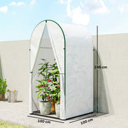 Portable Mini Greenhouse With Roll Up Door Ideal For Small Gardens And Patios White AOSOM