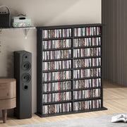 Black Media Storage Cabinet Holds 720 CDs or 396 DVDs with Adjustable Shelves