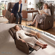 Electric Recliner Armchair Power Lift Brown - detail