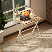 Natural Wood Folding Computer Desk with Monitor Shelf 70 cm Space Saving Design by Homcom