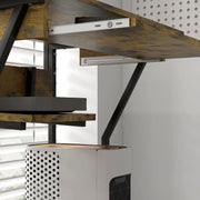 Computer Desk with Sliding Keyboard Tray and Shelves for Home Office Storage Brown Black