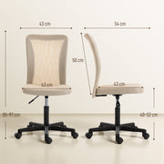 Compact Mesh Office Chair for Small Home Offices with Adjustable Height Beige AOSOM