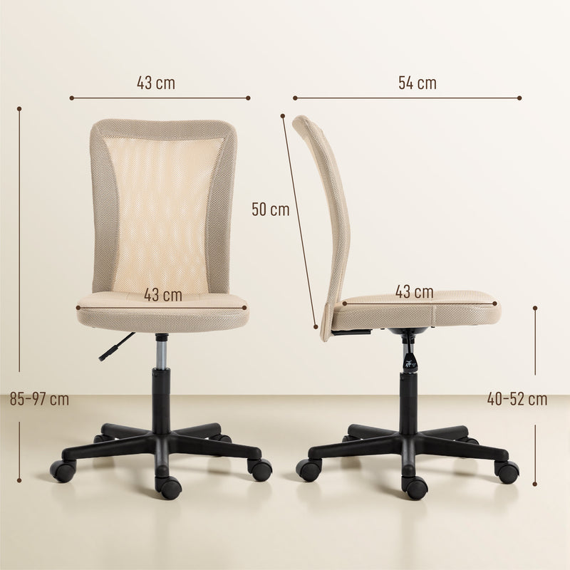 Compact Mesh Office Chair for Small Home Offices with Adjustable Height Beige AOSOM