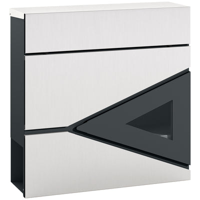 Silver Wall Mounted Post Box with Viewing Window and Locks Weatherproof Steel Mailbox by HOMCOM