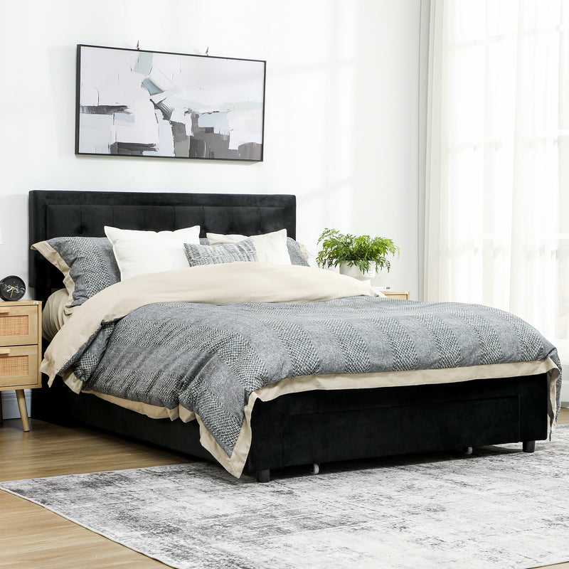 King Size Ottoman Bed Frame with Storage Drawer Ideal for Bedrooms Black