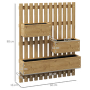 Set of 2 Wooden Wall Planters With Trellis and Drainage Ideal for Patio Gardening