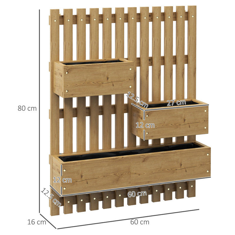 Set of 2 Wooden Wall Planters With Trellis and Drainage Ideal for Patio Gardening