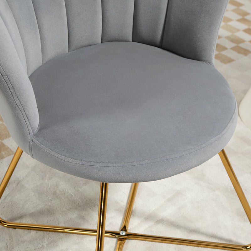Grey Velvet Feel Lotus Petal Accent Chair With Gold Legs HOMCOM