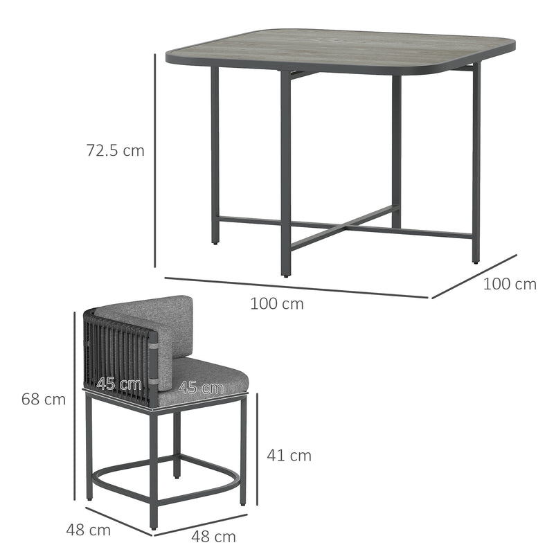 4 Seater Rattan Cube Garden Furniture Set with Cushions Charcoal Grey by Outsunny