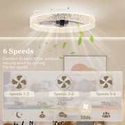 Ceiling Fan With Light and Remote for Quiet Cooling and Lighting Control White AOSOM