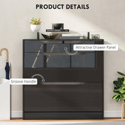 Shoe Organiser  Cabinet with Flip Doors and Glass Top Ideal for Hallways and Entryways, Black