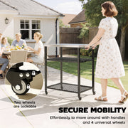 BBQ Prep Table with Stainless Steel Top and Storage Shelves for Outdoor Cooking Black Outsunny