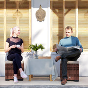 Set of 2 Rattan Storage Ottomans with Cushions for Garden Balcony and Indoor Use Beige by Outsunny