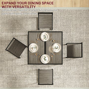 Grey Dining Table and 2 Chairs Space-Saving Steel Frame by HOMCOM