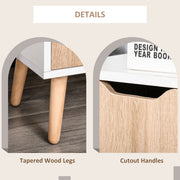3 Piece Bedroom Furniture Set with Wardrobe Storage and Bedside Table, White and Wood AOSOM