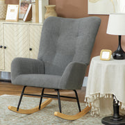 Grey Teddy Fleece Rocking Chair with Wooden Base by HOMCOM