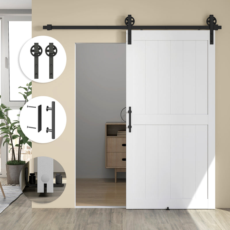 Sliding Barn Door Kit for Quiet Space Saving Room Separation White
