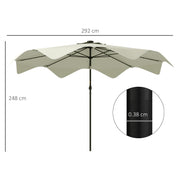 Cream 3m Solar Garden Parasol With LED Lights And Tilt Crank For Patio Or Decking