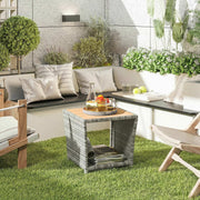 Side Table For Patio with 2-Tier Storage PE Rattan - 45W x 45D x 43H cm Outsunny