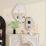 Set of 2 Pebble Shaped Wall Mirrors Ideal for Hallways and Bedrooms Black AOSOM