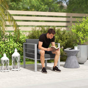 Charcoal Grey Aluminium Outdoor Armchair With Cushions for Garden and Balcony by Outsunny