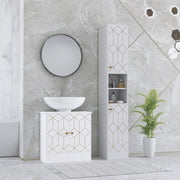 Tall White Freestanding Bathroom Storage Cabinet With Doors and Adjustable Shelves by HOMCOM
