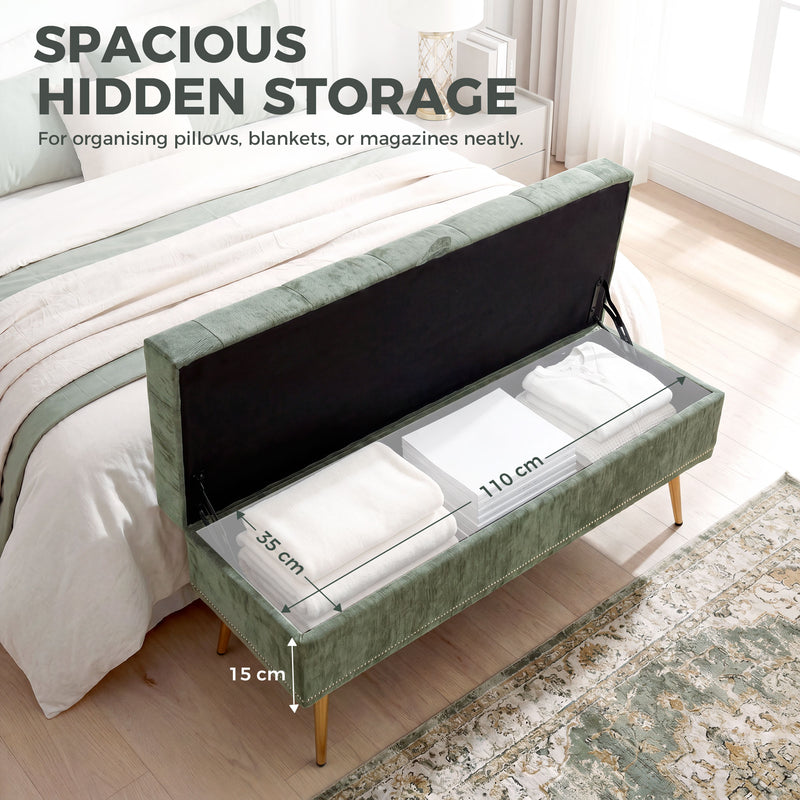 Storage Ottoman with Hidden Compartment and Padded Seat for Living Room or Bedroom