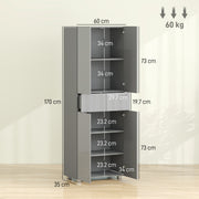 Kitchen Cupboard with Adjustable Shelves and Push-Open Doors for Easy Storage High Gloss Grey AOSOM