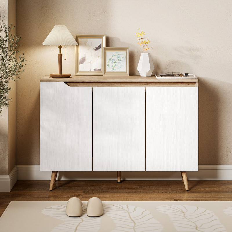 Sideboard Storage Cabinet with Adjustable Shelves for Organising Dining Room Essentials Oak White