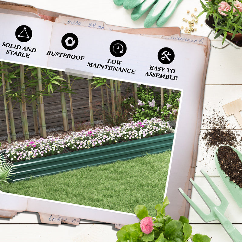 Galvanised Steel Raised Garden Bed 60 x 240cm With Open Bottom For Easy Drainage AOSOM