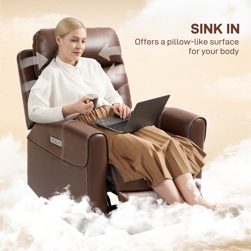 Brown Power Lift Recliner Chair for Elderly With USB Ports and Remote Control by HOMCOM