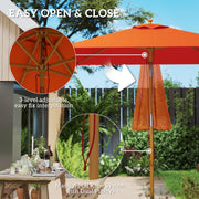 Orange Wooden Garden Parasol with Crank Handle for Outdoor Shade by Outsunny