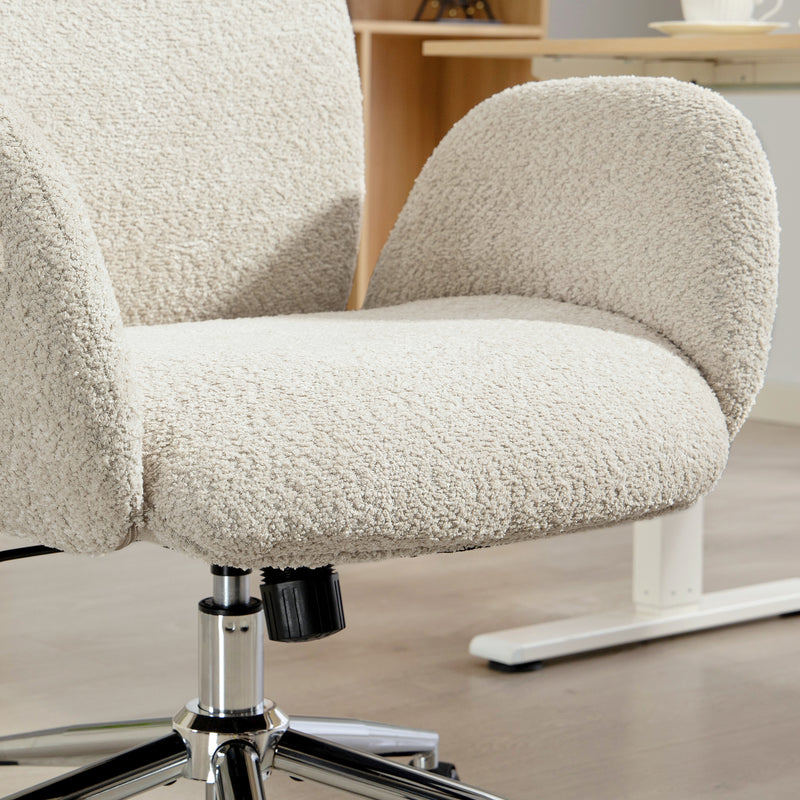 Ergonomic Office Chair with Adjustable Headrest and Boucle Fabric for All Day Comfort Pale Grey AOSOM