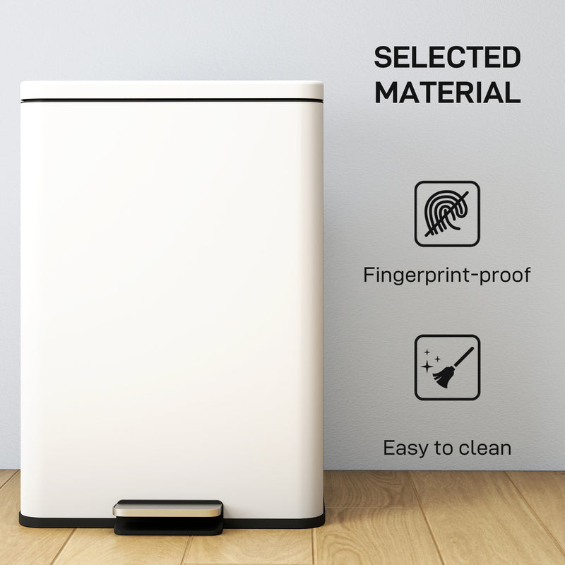 20L Pedal Bin with Soft Close Lid and Removable Inner Bucket for Home or Office Cream