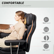 Black Reclining Office Chair With Lumbar Support Pillow For All Day Comfort