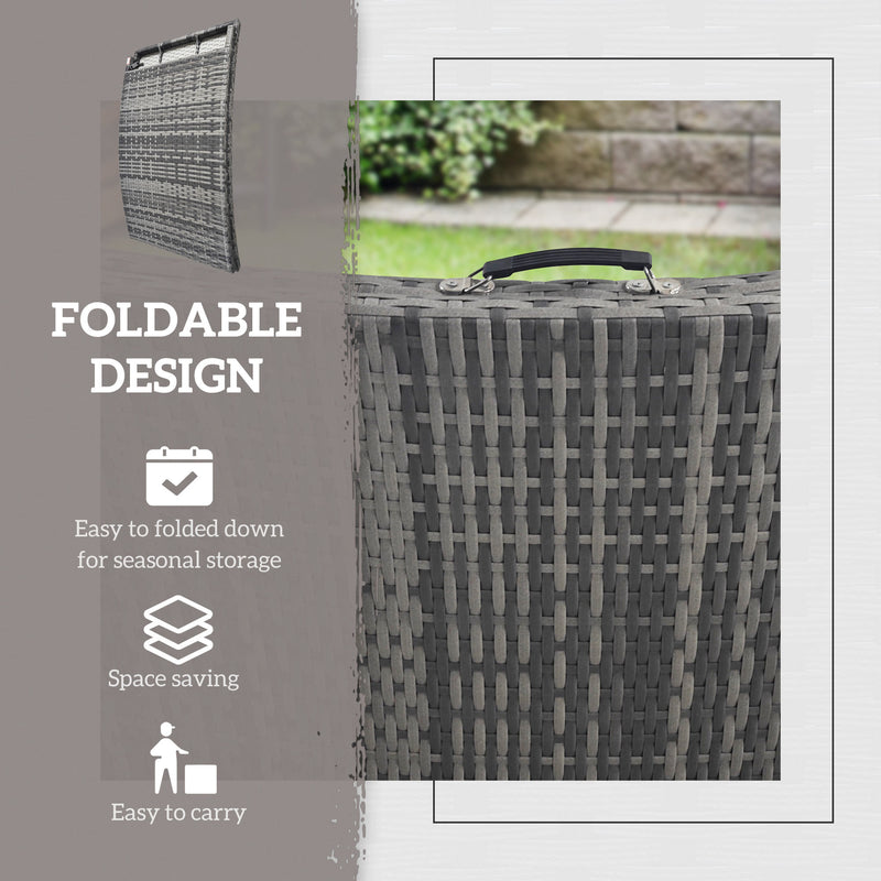 Rattan Folding Sun Lounger with Cushion and Pillow Mixed Grey by Outsunny