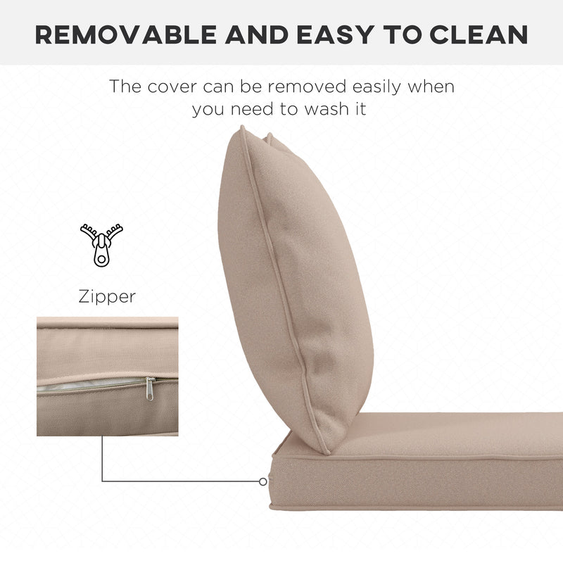 Beige Padded Garden Seat and Back Cushion Set for Outdoor Chairs Comfortable Support