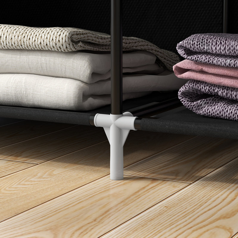 Portable Fabric Wardrobe with Shelves and Hanging Rail Ideal for Bedroom Storage Black