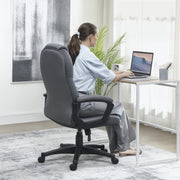 Ergonomic Faux Leather Swivel Office Chair With Adjustable Height Support, Charcoal Grey