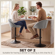 Couple seated on light grey Homcom bar stools at a marble kitchen island