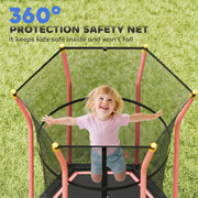 Kids Mini Trampoline with Safety Enclosure Ideal for Ages 3 to 10 for Indoor Use Red AOSOM