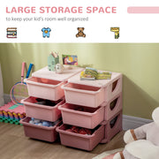Kids Storage Unit with Six Fabric Drawers Ideal for Toys and Books Organisation, Pink