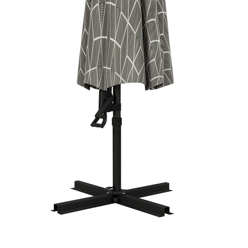 Black and White 3m Cantilever Garden Parasol with 360 Degree Rotation and Cross Base