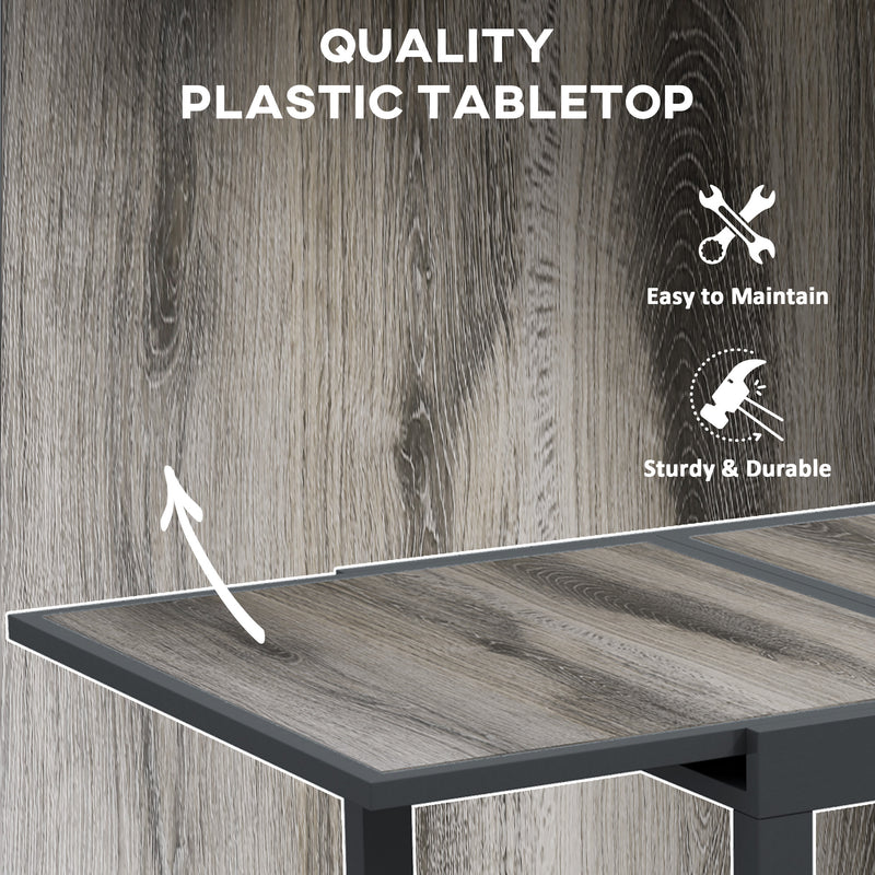 Extendable Grey Rectangular Garden Dining Table for 6 Aluminium Frame with Plastic Top 160cm