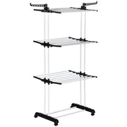 4 Tier Foldable Clothes Drying Rack With Wheels For Indoor Or Outdoor Use, Black