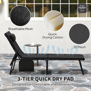 Set of 2 Black Folding Sun Loungers with Reclining Design and Side Pockets by Outsunny